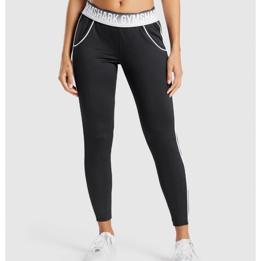 Gymshark Womens Black White Recess Tapered Joggers GLBT5105-BK Size S‎
